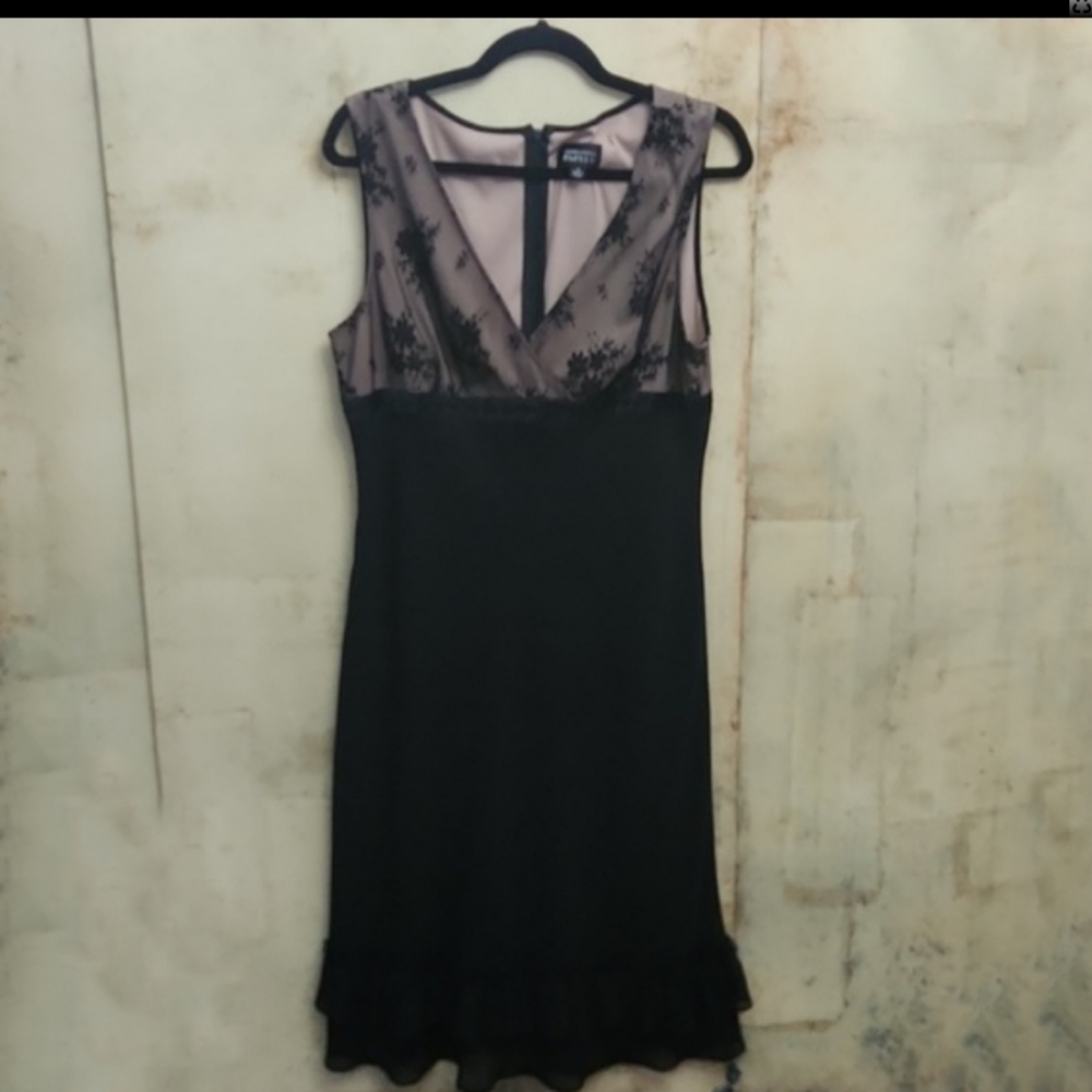 Adrianna Papell Black and Purple Floral Dress